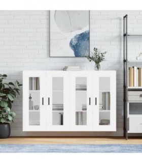 vidaXL Wall Mounted Cabinets 2 pcs White Engineered Wood
