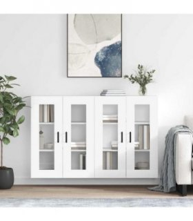 vidaXL Wall Mounted Cabinets 2 pcs White Engineered Wood