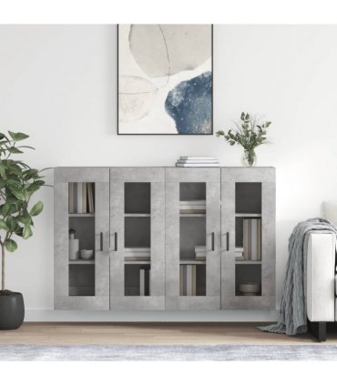 vidaXL Wall Mounted Cabinets 2 pcs Concrete Grey Engineered Wood