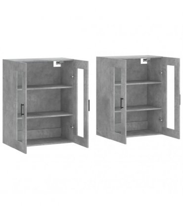 vidaXL Wall Mounted Cabinets 2 pcs Concrete Grey Engineered Wood