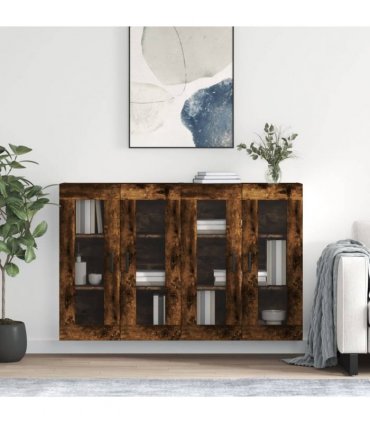vidaXL Wall Mounted Cabinets 2 pcs Smoked Oak Engineered Wood