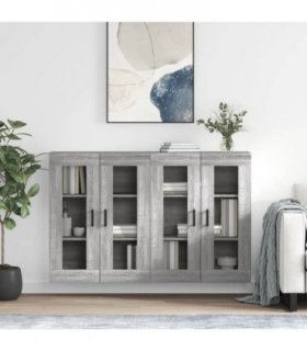 vidaXL Wall Mounted Cabinets 2 pcs Grey Sonoma Engineered Wood