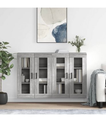vidaXL Wall Mounted Cabinets 2 pcs Grey Sonoma Engineered Wood