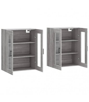 vidaXL Wall Mounted Cabinets 2 pcs Grey Sonoma Engineered Wood