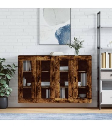 vidaXL Wall Mounted Cabinets 2 pcs Smoked Oak Engineered Wood