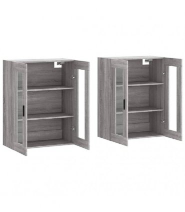 vidaXL Wall Mounted Cabinets 2 pcs Grey Sonoma Engineered Wood