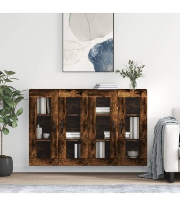 vidaXL Wall Mounted Cabinets 2 pcs Smoked Oak Engineered Wood