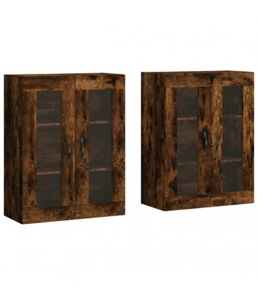 vidaXL Wall Mounted Cabinets 2 pcs Smoked Oak Engineered Wood