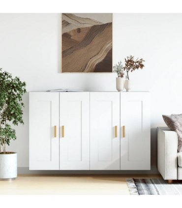 vidaXL Wall Mounted Cabinets 2 pcs White Engineered Wood