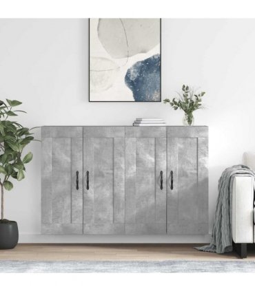 vidaXL Wall Mounted Cabinets 2 pcs Concrete Grey Engineered Wood