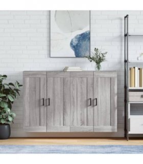 vidaXL Wall Mounted Cabinets 2 pcs Grey Sonoma Engineered Wood