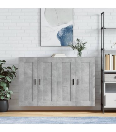 vidaXL Wall Mounted Cabinets 2 pcs Concrete Grey Engineered Wood