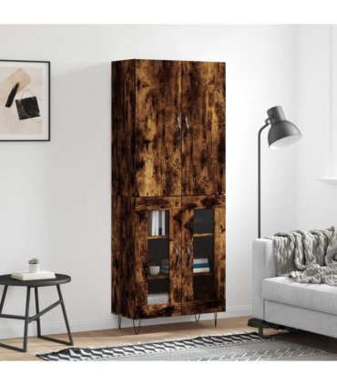 vidaXL Highboard Smoked Oak 69,5x34x180 cm Engineered Wood