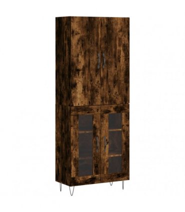 vidaXL Highboard Smoked Oak 69,5x34x180 cm Engineered Wood