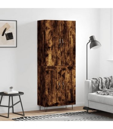 vidaXL Highboard Smoked Oak 69,5x34x180 cm Engineered Wood