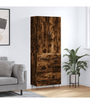 vidaXL Highboard Smoked Oak 69,5x34x180 cm Engineered Wood