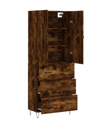 vidaXL Highboard Smoked Oak 69,5x34x180 cm Engineered Wood