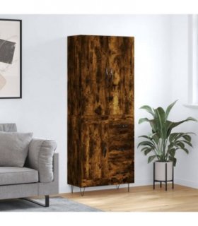 vidaXL Highboard Smoked Oak 69,5x34x180 cm Engineered Wood