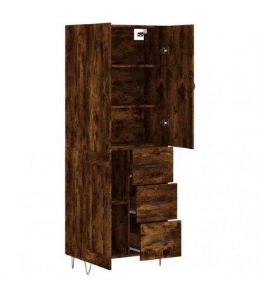 vidaXL Highboard Smoked Oak 69,5x34x180 cm Engineered Wood