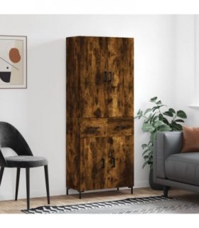 vidaXL Highboard Smoked Oak 69,5x34x180 cm Engineered Wood