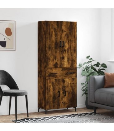 vidaXL Highboard Smoked Oak 69,5x34x180 cm Engineered Wood