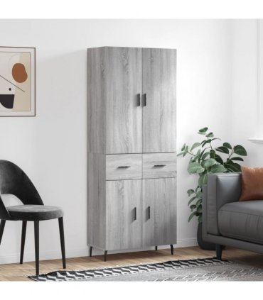 vidaXL Highboard Grey Sonoma 69,5x34x180 cm Engineered Wood