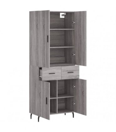 vidaXL Highboard Grey Sonoma 69,5x34x180 cm Engineered Wood