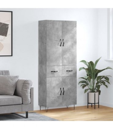 vidaXL Highboard Concrete Grey 69,5x34x180 cm Engineered Wood