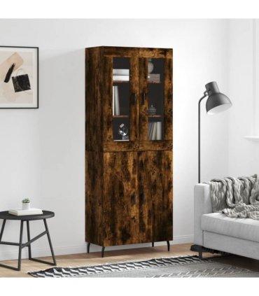 vidaXL Highboard Smoked Oak 69,5x34x180 cm Engineered Wood