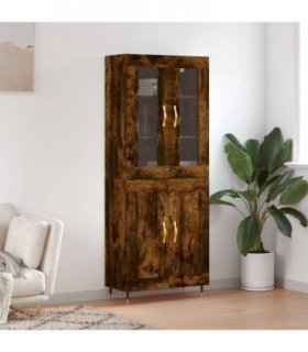 vidaXL Highboard Smoked Oak 69,5x34x180 cm Engineered Wood