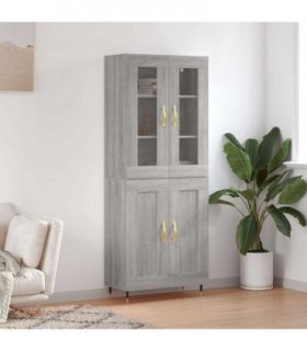vidaXL Highboard Grey Sonoma 69,5x34x180 cm Engineered Wood