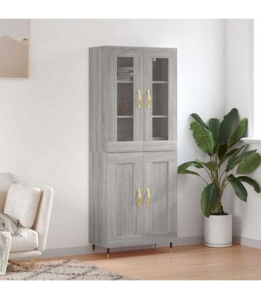 vidaXL Highboard Grey Sonoma 69,5x34x180 cm Engineered Wood