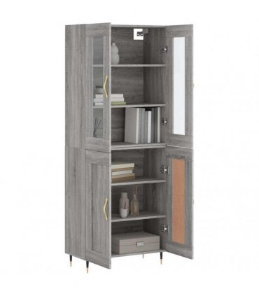 vidaXL Highboard Grey Sonoma 69,5x34x180 cm Engineered Wood