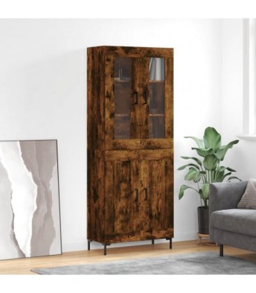 vidaXL Highboard Smoked Oak 69,5x34x180 cm Engineered Wood