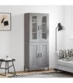 vidaXL Highboard Grey Sonoma 69,5x34x180 cm Engineered Wood