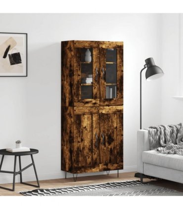 vidaXL Highboard Smoked Oak 69,5x34x180 cm Engineered Wood