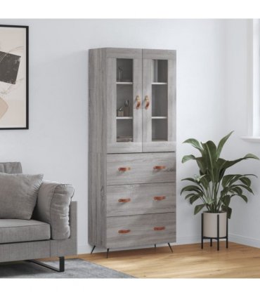 vidaXL Highboard Grey Sonoma 69,5x34x180 cm Engineered Wood