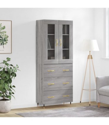 vidaXL Highboard Grey Sonoma 69,5x34x180 cm Engineered Wood