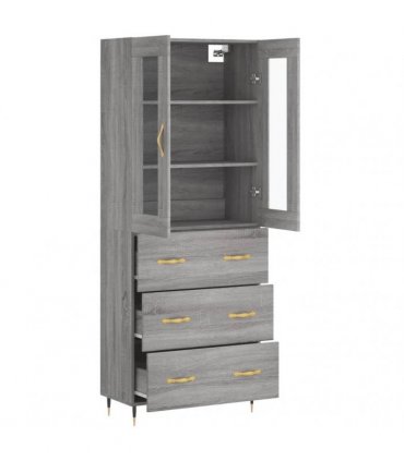 vidaXL Highboard Grey Sonoma 69,5x34x180 cm Engineered Wood