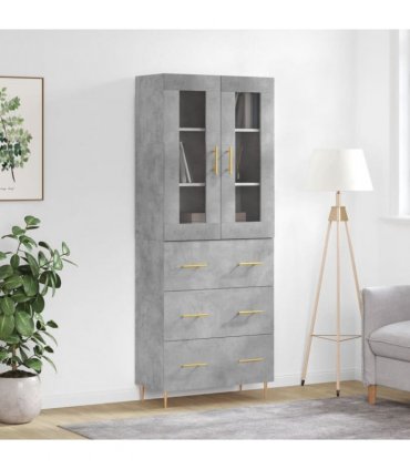 vidaXL Highboard Concrete Grey 69,5x34x180 cm Engineered Wood