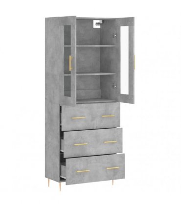vidaXL Highboard Concrete Grey 69,5x34x180 cm Engineered Wood