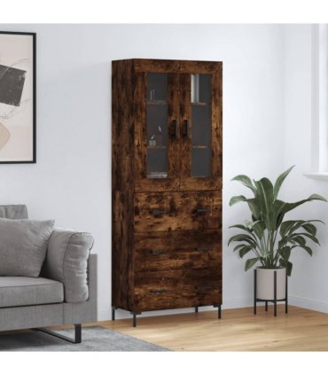 vidaXL Highboard Smoked Oak 69,5x34x180 cm Engineered Wood