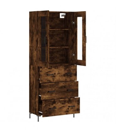 vidaXL Highboard Smoked Oak 69,5x34x180 cm Engineered Wood