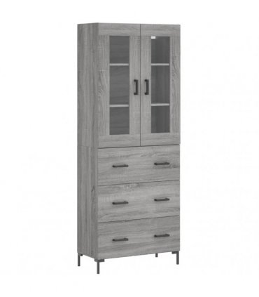 vidaXL Highboard Grey Sonoma 69,5x34x180 cm Engineered Wood
