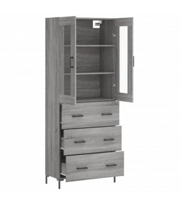 vidaXL Highboard Grey Sonoma 69,5x34x180 cm Engineered Wood