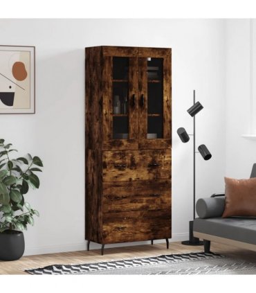 vidaXL Highboard Smoked Oak 69,5x34x180 cm Engineered Wood