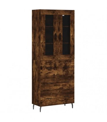 vidaXL Highboard Smoked Oak 69,5x34x180 cm Engineered Wood