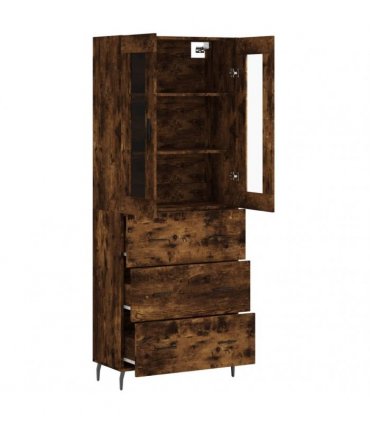 vidaXL Highboard Smoked Oak 69,5x34x180 cm Engineered Wood