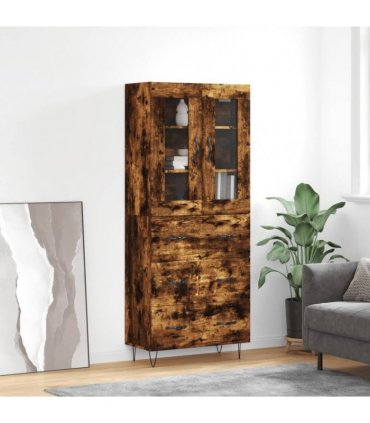 vidaXL Highboard Smoked Oak 69,5x34x180 cm Engineered Wood