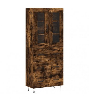 vidaXL Highboard Smoked Oak 69,5x34x180 cm Engineered Wood